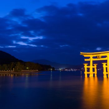 Itsukushima shine of Hiroshima Bay at night